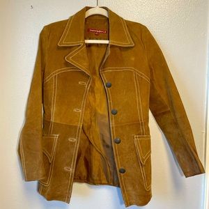Womens 100% leather Brown Jacket Size Small